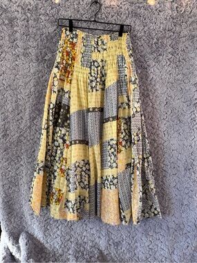 Natural Life | Smocked Convertible Midi Skirt - Dress | Yellow Patchwork | XS/S
